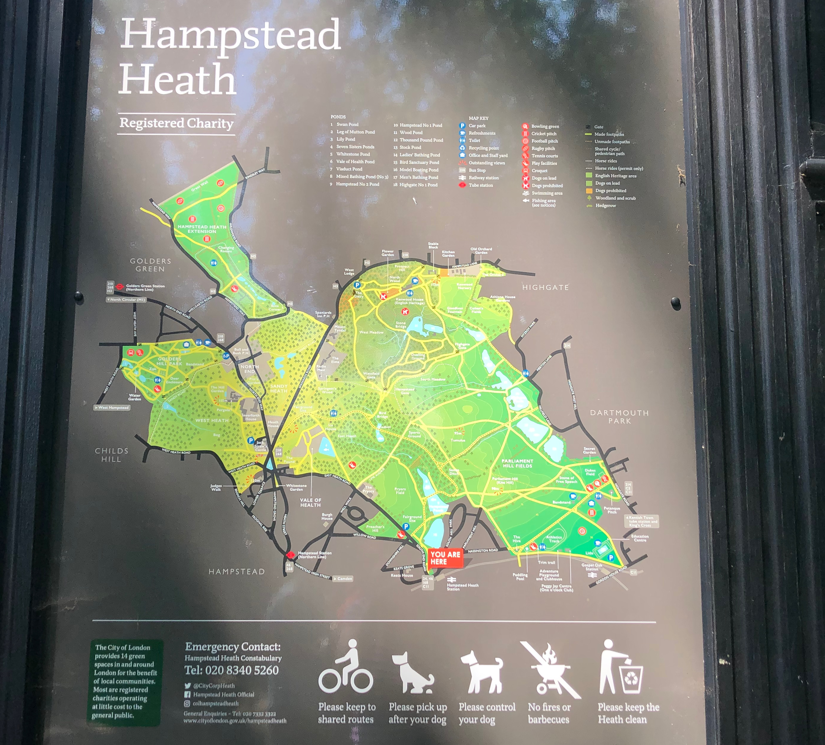 Map of Hampstead Heath at the entrance