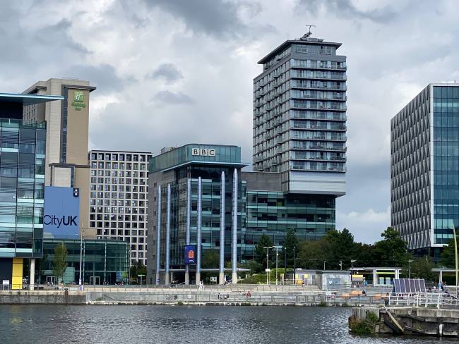 View across the canal to Media City Manchester