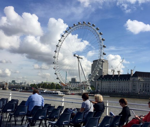 The London Eye from a boat on the River Thames